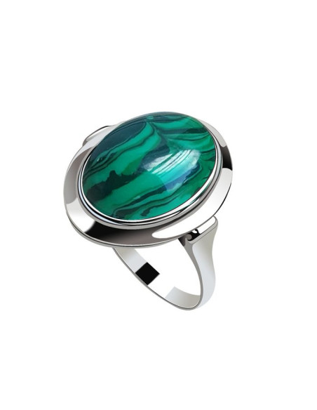 Silver ring decorated with Malachite PK 585 Malachite