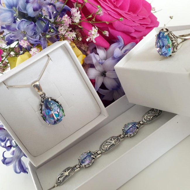 Silver pendant decorated with crystal W 2121 Polcarat Design