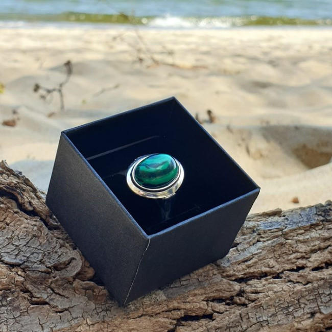 Silver ring decorated with Malachite PK 585 Malachite