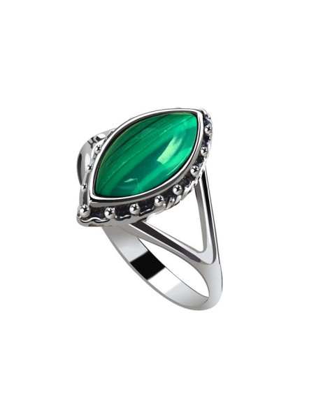 Silver ring with malachite. Classic and elegant. Check out other products with natural stones.