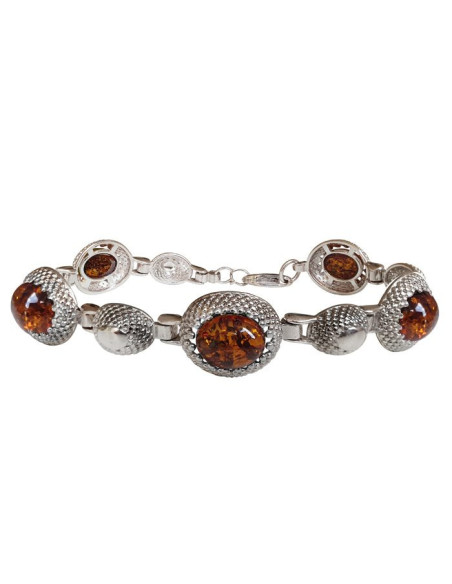 Silver bracelet with amber L 2022