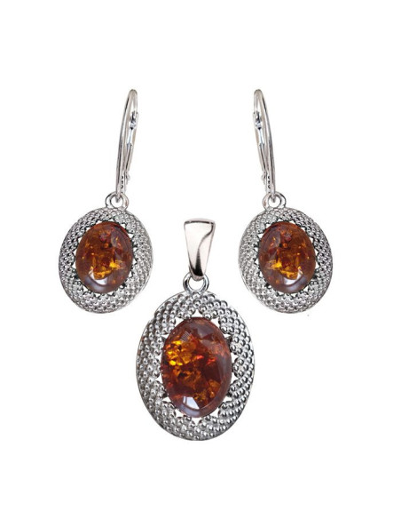 Komplet z bursztynem srebro 925