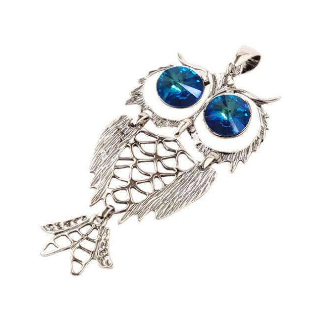 Silver pendant with crystal OWL W 1168
