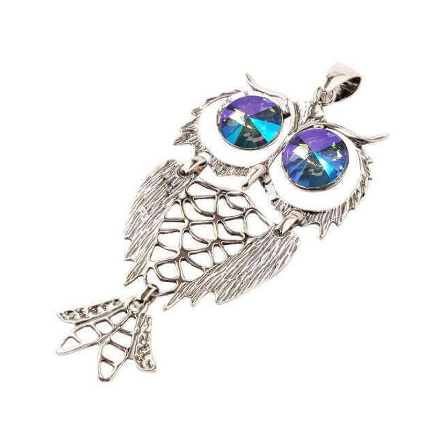 Silver pendant with crystal OWL W 1168