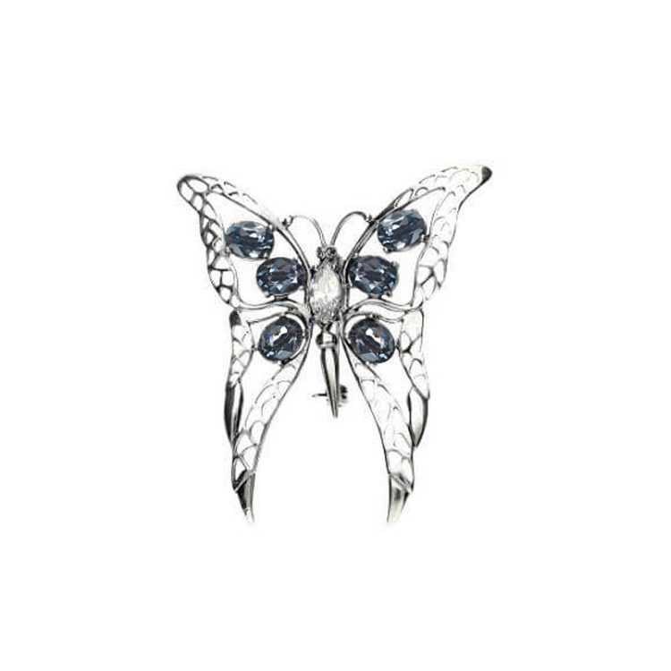 Silver brooch with Swarovski crystals BUTTERFLY B 157