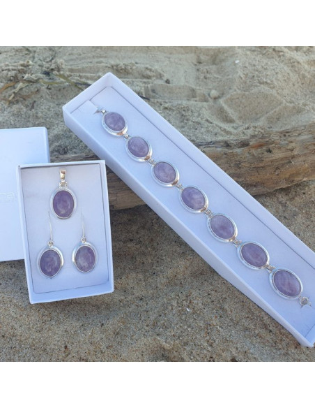 Silver bangle with amethysts L 585 amethyst