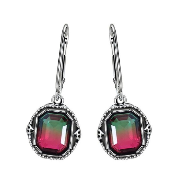 K 2122 Retro Silver Crystal Earrings - Polcarat Design