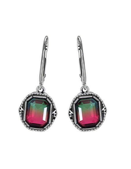 K 2122 Retro Silver Crystal Earrings - Polcarat Design