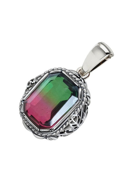 Silver pendant in retro style. Crystal with gradient effect!