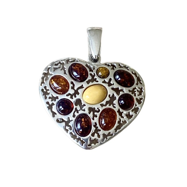 Silver pendant with amber W 1064