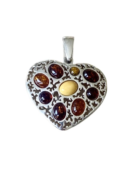 Silver pendant with amber W 1064