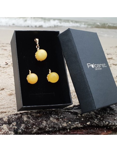 Pozłacany wisiorek WA 033 Bursztyn kula|Polcaratdesign.pl Biżuteria