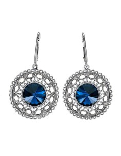 K 1719 Crystal Oxidized Silver Earrings