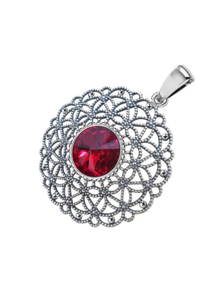 Srebrny oksydowany wisiorek z kryształem W 1719|Polcaratdesign.pl Biżuteria