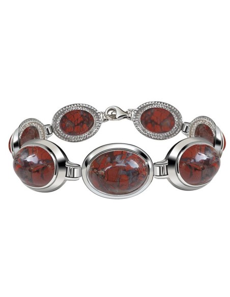 Silver bracelet with jaspers L 585 Breccia jasper