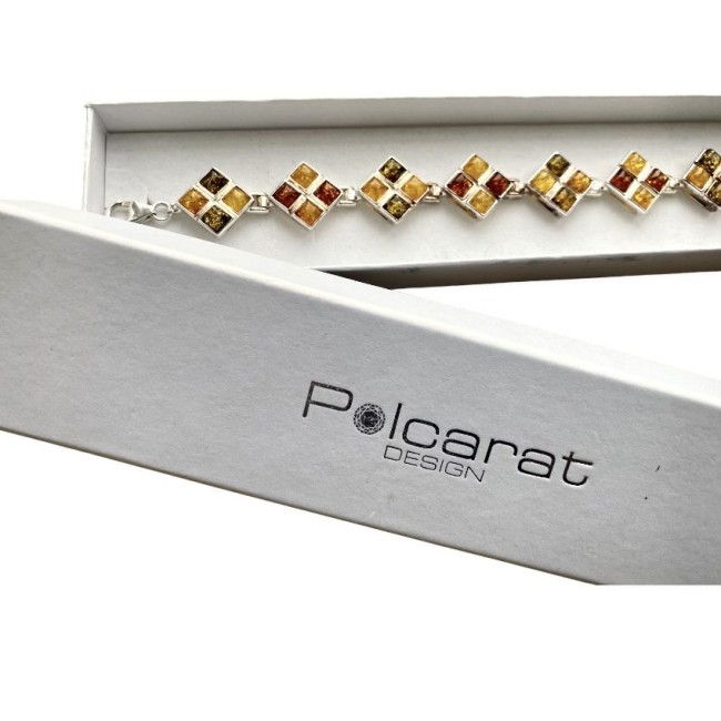 Silver bracelet with amber L 4003