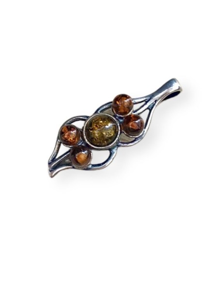 Silver pendant with amber BW 078
