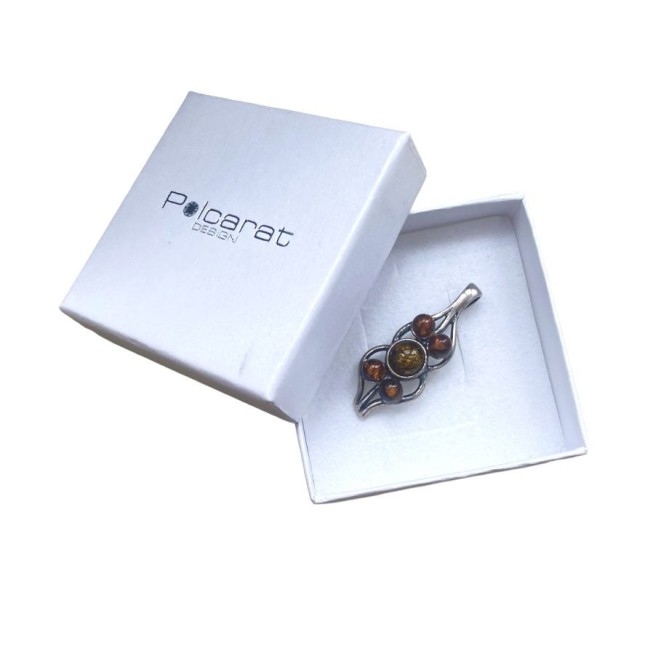 Silver pendant with amber BW 078