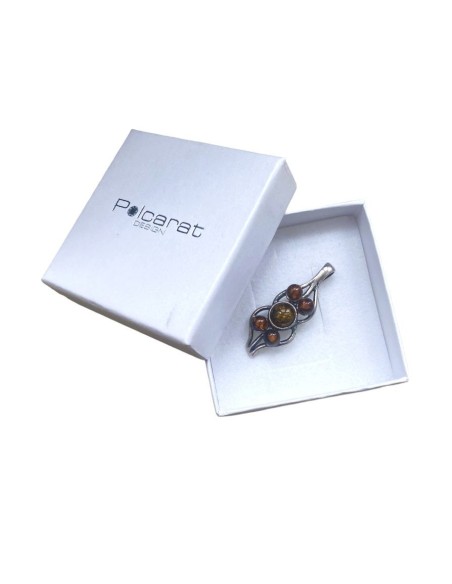 Silver pendant with amber BW 078