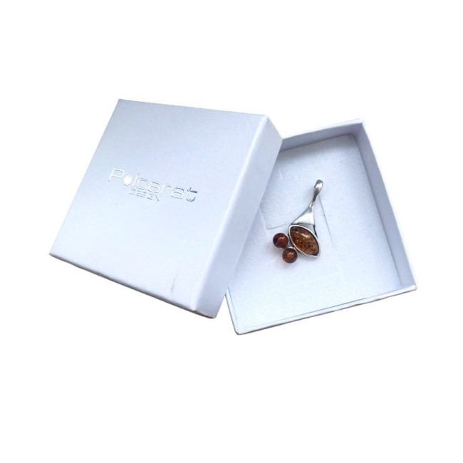 Silver pendant with amber BW 037