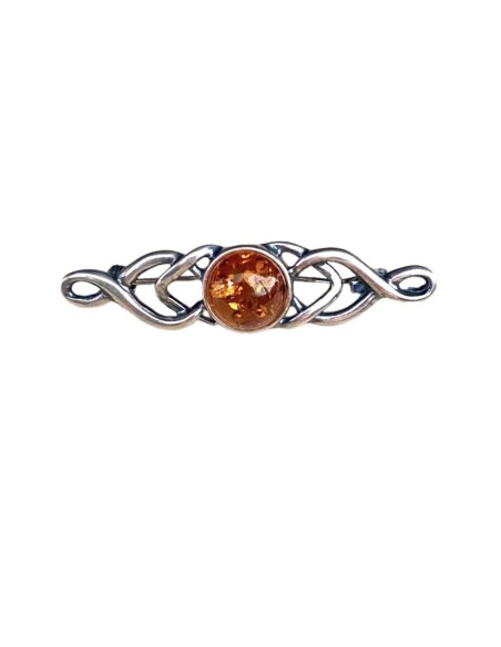 Silver amber brooch BA 010