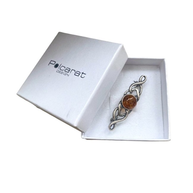 Silver amber brooch BA 010