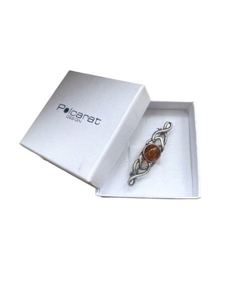 Silver amber brooch BA 010