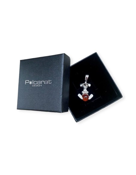 Silver pendant with amber Hare BW 092 Polcarat Design