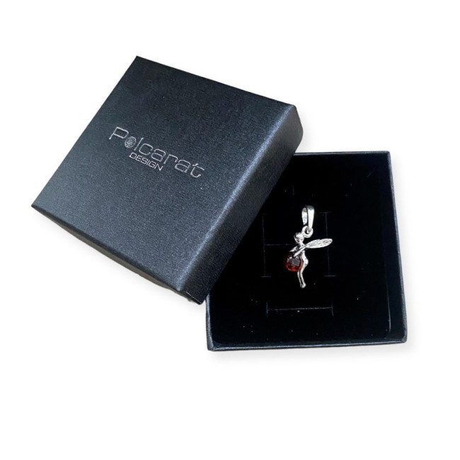 Srebrny wisiorek z bursztynem Wróżka BW 072|Polcaratdesign.pl Biżuteria