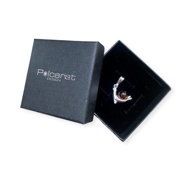 Srebrny wisiorek z bursztynem FOKA BW 095|Polcaratdesign.pl Biżuteria