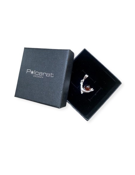Silver pendant with amber FOKA BW 095 Polcarat Design Silver pendant with amber FOKA BW 095 Polcarat Design