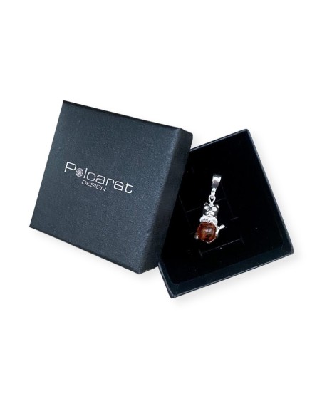 Silver CAT pendant with amber BW 106 Polcarat Design