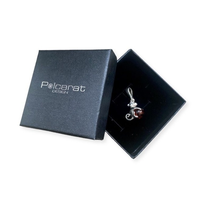 Silver MONKEY pendant with amber WA 023