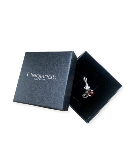 Silver MONKEY pendant with amber WA 023