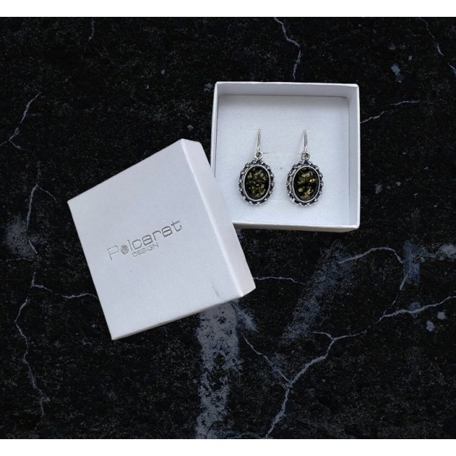 Silver earrings with amber BK 023