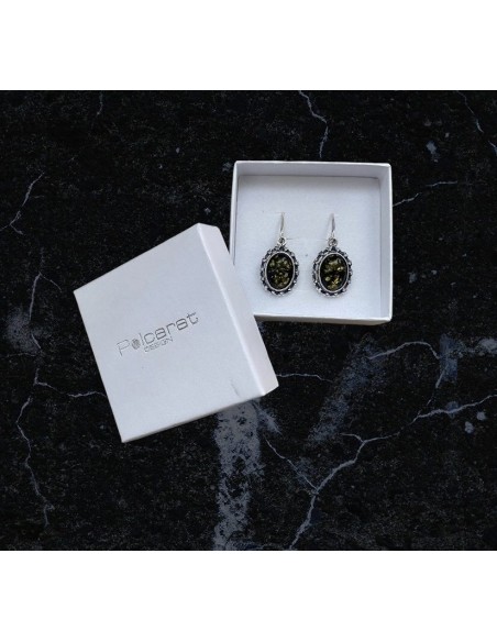 Silver earrings with amber BK 023