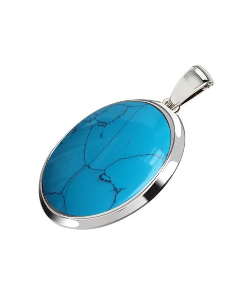 Silver large pendant with turquoise. Large selection of jewelry with natural stones! Polcarat Design