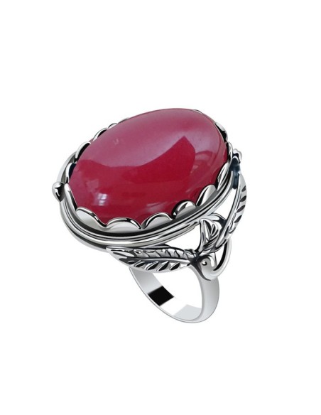 Srebrny pierścionek z kamieniem Rubin Kaboszon PK 2125|Polcaratdesign.pl Biżuteria