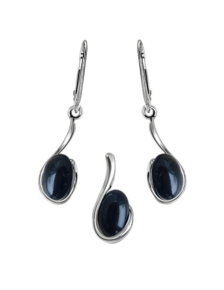 Set (earrings + pendant) silver KPL 1539 Onyx
