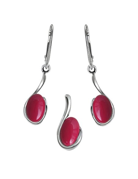 Silver set with coral KPL 1539 Polcarat Design