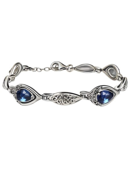 Silver oxidized bracelet with crystals L 2030
