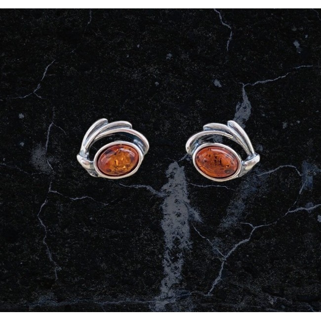 Silver earrings with amber KA 039 Polcarat Design