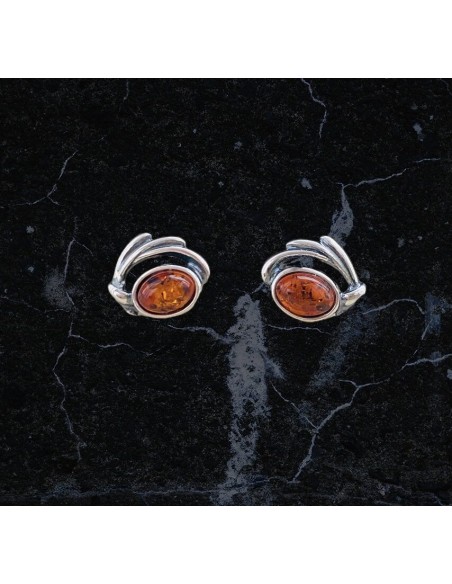 Silver earrings with amber KA 039 Polcarat Design Silver earrings with amber KA 039 Polcarat Design