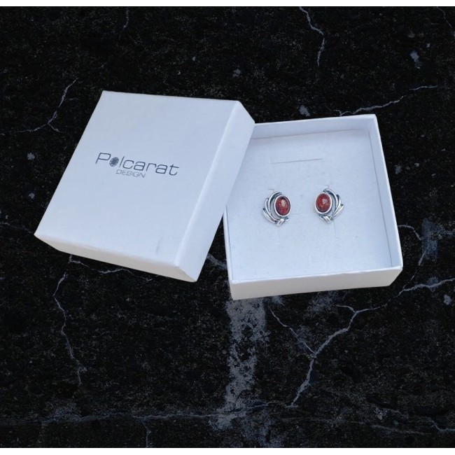 Silver earrings with amber KA 039 Polcarat Design
