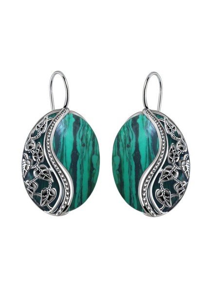 Silver Malachite Earrings