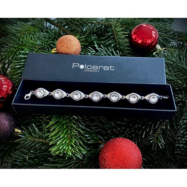 Silver oxidized bracelet with Swarovski crystals L 1952