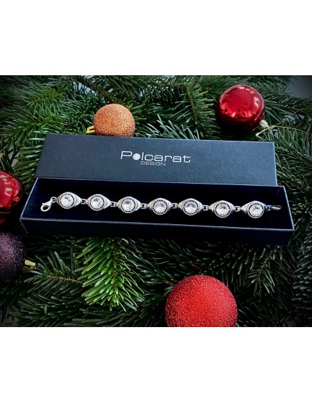 Silver oxidized bracelet with Swarovski crystals L 1952