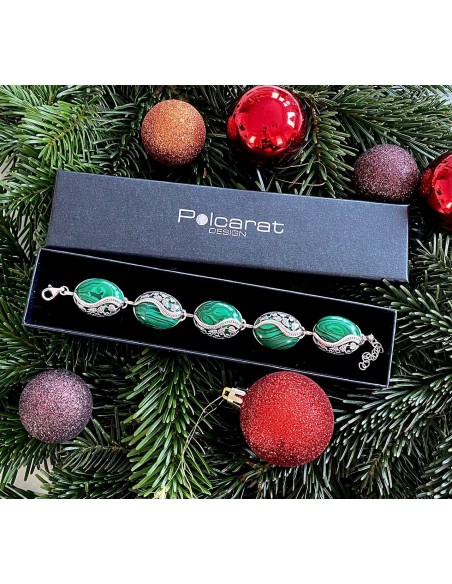 Silver bracelet with malachite L 1716 malachite