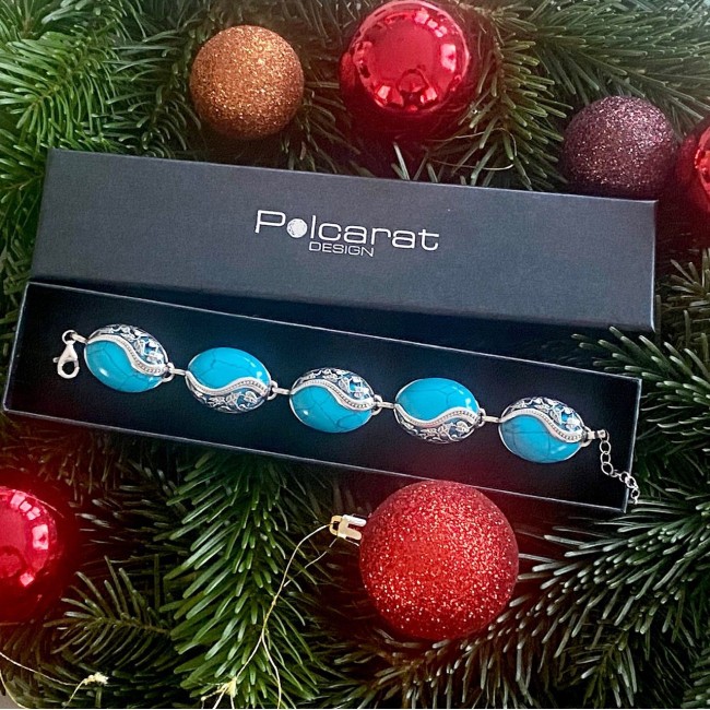 Silver bracelet with turquoise L 1716 turquoise