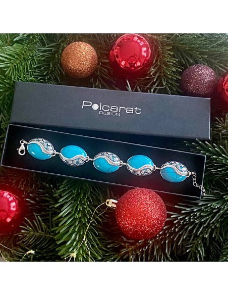 Silver bracelet with turquoise L 1716 turquoise